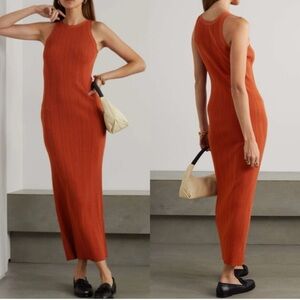 Toteme Seamless Ribbed Knit Maxi Dress - Orange